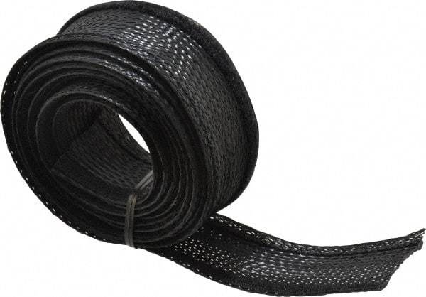 Techflex - Black Braided Cable Sleeve - 10' Coil Length, -103 to 257°F - Benchmark Tooling