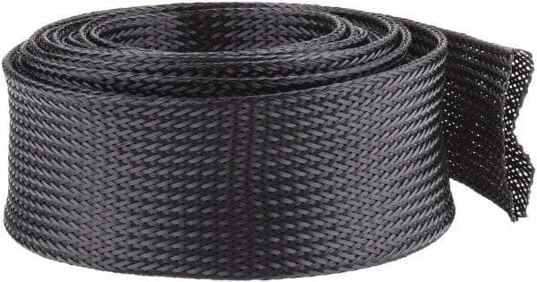 Techflex - Black Braided Expandable Cable Sleeve - 10' Coil Length, -103 to 257°F - Benchmark Tooling