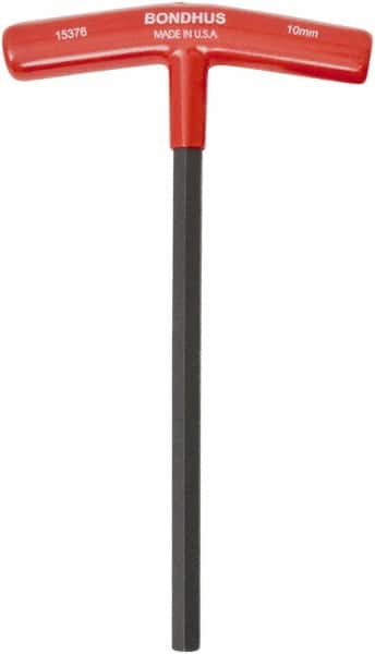 Bondhus - 10mm Hex, T-Handle Cushion Grip, Hex Key - 9" OAL, Protanium High Torque Steel, Metric System of Measurement - Benchmark Tooling