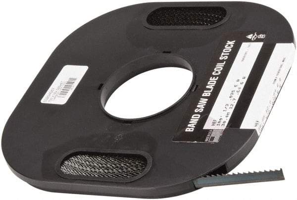 M.K. MORSE - 1/2" x 100' x 0.025" Carbon Steel Band Saw Blade Coil Stock - 6 TPI, Toothed Edge, Raker Set, Flexible Back, Constant Pitch, - Benchmark Tooling