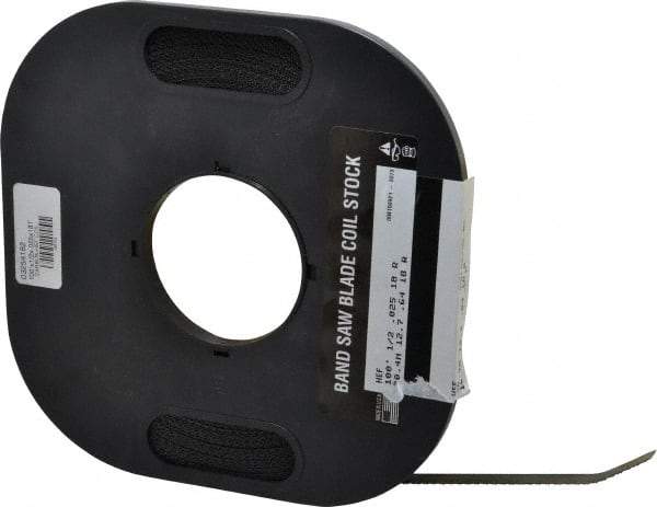 M.K. MORSE - 1/2" x 100' x 0.025" Carbon Steel Band Saw Blade Coil Stock - 18 TPI, Toothed Edge, Raker Set, Flexible Back, Constant Pitch, - Benchmark Tooling