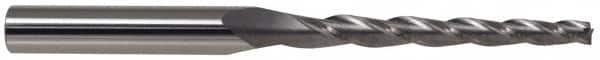 Made in USA - 5° Taper Angle per Side, 3/4" Small End Diam, 4" LOC, High Speed Steel 4 Flute Tapered Square End Mill - 6-1/2" OAL, 1-1/4" Shank Diam, Spiral Flute - Benchmark Tooling