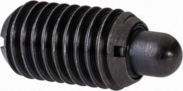 Gibraltar - M12 x 1.75, 20.5mm Thread Length, 6.5mm Plunger Projection, Steel Threaded Spring Plunger - 6.3mm Max Plunger Diam, 0.77 Kg Init End Force, 3.86 Kg Final End Force - Benchmark Tooling