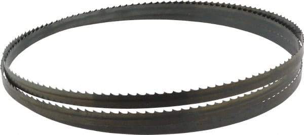 Starrett - 4 TPI, 7' 9-1/2" Long x 1/2" Wide x 0.025" Thick, Welded Band Saw Blade - Carbon Steel, Toothed Edge, Raker Tooth Set, Flexible Back, Contour Cutting - Benchmark Tooling