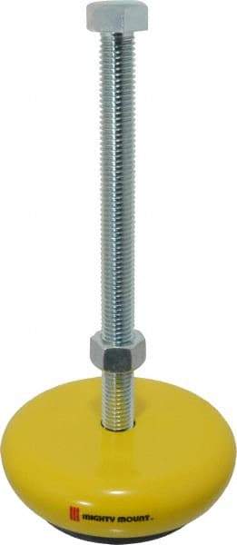 Gibraltar - 1,500 Lb Capacity, 5/8-11 Thread, Zinc Stud, Machine Socket Mount Leveling Mount - 8" Stud Length, 5" Base Diam, Elastomer Pad - Benchmark Tooling