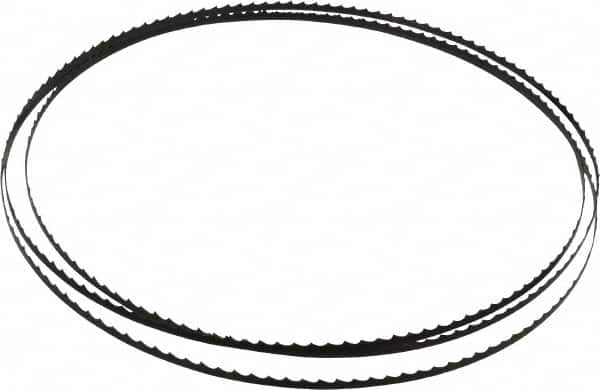 Starrett - 4 TPI, 7' 9-1/2" Long x 1/4" Wide x 0.025" Thick, Welded Band Saw Blade - Carbon Steel, Toothed Edge, Raker Tooth Set, Flexible Back, Contour Cutting - Benchmark Tooling