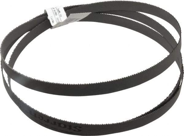 Starrett - 14 TPI, 5' 4-1/2" Long x 1/2" Wide x 0.035" Thick, Welded Band Saw Blade - Bi-Metal, Toothed Edge, Raker Tooth Set, Contour Cutting - Benchmark Tooling