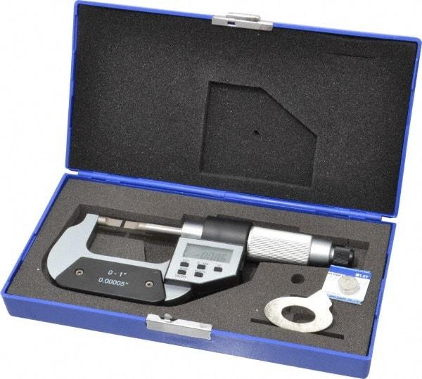 Value Collection - 0" to 1" Electronic Chrome (Frame) Coated Blade Micrometer - 0.75mm Blade Thickness, Friction Thimble - Benchmark Tooling