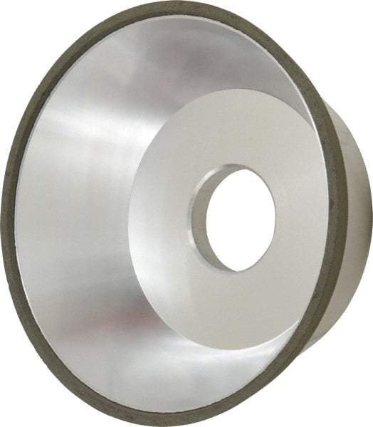 Made in USA - 5" Diam, 1-1/4" Hole Size, 1-3/4" Overall Thickness, 100 Grit, Type 11 Tool & Cutter Grinding Wheel - Fine Grade, Diamond - Benchmark Tooling