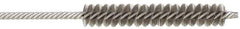 Made in USA - 1/4" Diam Helical Stainless Steel Tube Brush - Double Spiral, 0.005" Filament Diam, 1-1/2" Brush Length, 4" OAL, 0.091" Diam Stainless Steel Shank - Benchmark Tooling