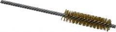 Made in USA - 1/2" Diam Helical Brass Tube Brush - Double Spiral, 0.006" Filament Diam, 2" Brush Length, 5" OAL, 0.162" Diam Galvanized Steel Shank - Benchmark Tooling