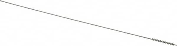 Made in USA - 0.05" Diam Helical Stainless Steel Tube Brush - Single Spiral, 0.003" Filament Diam, 1/2" Brush Length, 4" OAL, 0.024" Diam Stainless Steel Shank - Benchmark Tooling