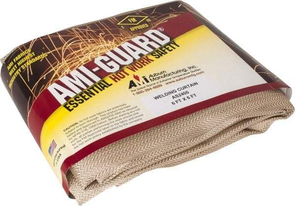 Auburn Mfr - 6' High x 6' Wide x 0.04" Thick Silica Welding Curtain - Tan, Grommet - Benchmark Tooling