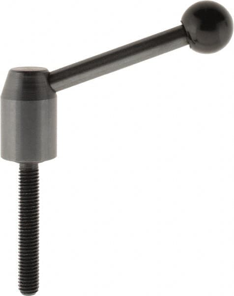 J.W. Winco - M8 x 1.25, 13.5mm Hub Diam, Steel Threaded Stud Adjustable Clamping Handle - 70mm OAL, 33.5mm High - Benchmark Tooling