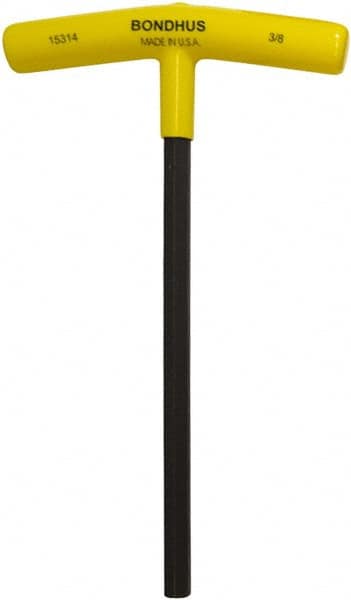 Bondhus - 3/8" Hex, T-Handle Cushion Grip, Hex Key - 9" OAL, Protanium High Torque Steel, Inch System of Measurement - Benchmark Tooling