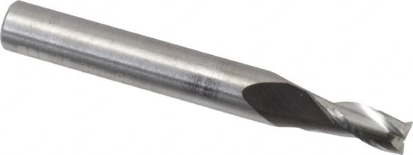 RobbJack - 3/16", 3/8" LOC, 1/4" Shank Diam, 2" OAL, 3 Flute, Solid Carbide Square End Mill - Single End, Uncoated, Spiral Flute, 30° Helix, Centercutting, Right Hand Cut, Right Hand Flute, Series C8-301 - Benchmark Tooling