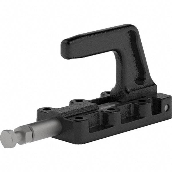 De-Sta-Co - 1,100 Lb Load Capacity, Flanged Base, Carbon Steel, Standard Straight Line Action Clamp - 6 Mounting Holes, 0.26" Mounting Hole Diam, 0.55" Plunger Diam, Straight Handle - Benchmark Tooling