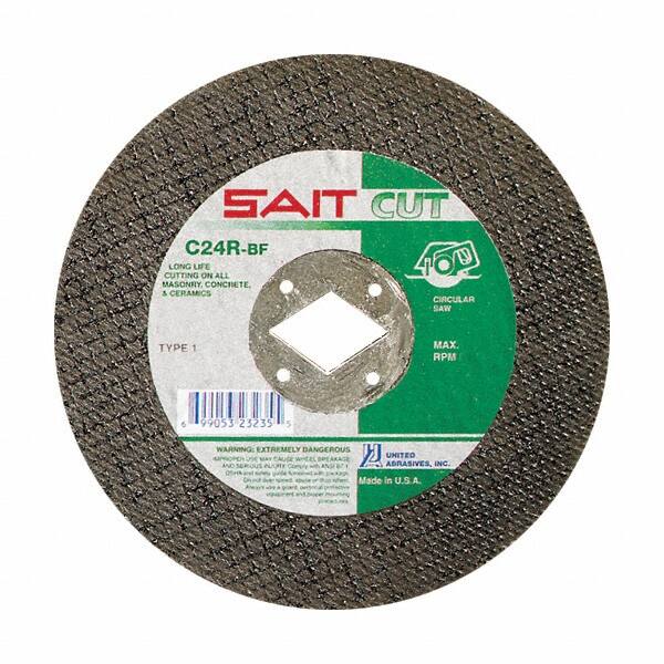 Sait - 8" 24 Grit Silicon Carbide Cutoff Wheel - 3/32" Thick, 7/8" Arbor, 7,600 Max RPM, Use with Circular Saws - Benchmark Tooling