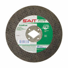 Sait - 8" 24 Grit Silicon Carbide Cutoff Wheel - 3/32" Thick, 7/8" Arbor, 7,600 Max RPM, Use with Circular Saws - Benchmark Tooling