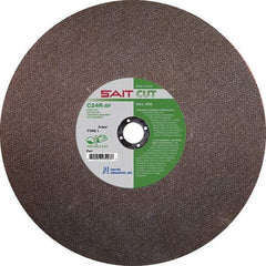 Sait - 14" 24 Grit Silicon Carbide Cutoff Wheel - 1/8" Thick, 20mm Arbor, 5,460 Max RPM, Use with Portable Tools - Benchmark Tooling