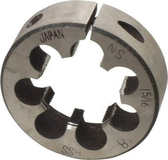Interstate - 1-5/16 - 18 UNEF Thread, 2-1/2" Outside Diam High Speed Steel Round Die - Right Hand Thread, Adjustable - Exact Industrial Supply