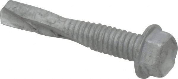Buildex - #12, Hex Washer Head, Hex Drive, 1-1/4" Length Under Head, #5 Point, Self Drilling Screw - Steel - Benchmark Tooling