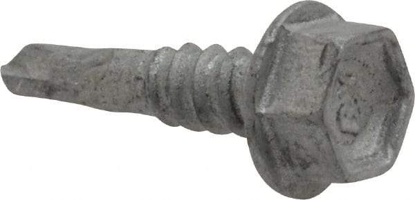 Buildex - #10, Hex Washer Head, Hex Drive, 3/4" Length Under Head, #1 Point, Self Drilling Screw - Steel - Benchmark Tooling