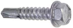 Buildex - #10, Oval Head, Hex Drive, 1-1/4" OAL, #3 Point, Self Drilling Screw - Steel - Benchmark Tooling