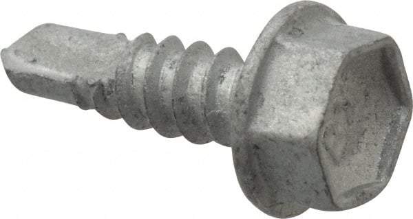 Buildex - #10, Hex Washer Head, Hex Drive, 5/8" Length Under Head, #3 Point, Self Drilling Screw - Steel - Benchmark Tooling