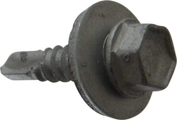 Buildex - #10, Hex Washer Head, Hex Drive, 3/4" Length Under Head, #3 Point, Self Drilling Screw - Steel - Benchmark Tooling