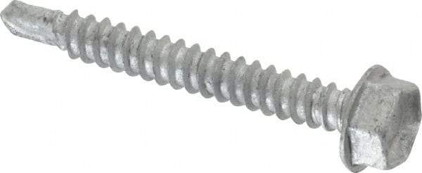 Buildex - #10, Hex Washer Head, Hex Drive, 1-1/2" Length Under Head, #3 Point, Self Drilling Screw - Steel - Benchmark Tooling