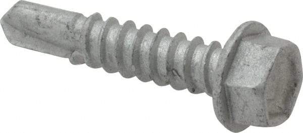 Buildex - #12, Hex Washer Head, Hex Drive, 1" Length Under Head, #3 Point, Self Drilling Screw - Steel - Benchmark Tooling