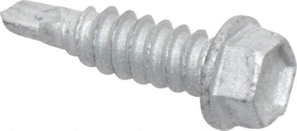 Buildex - 1/4", Hex Washer Head, Hex Drive, 7/8" Length Under Head, #1 Point, Self Drilling Screw - Steel - Benchmark Tooling
