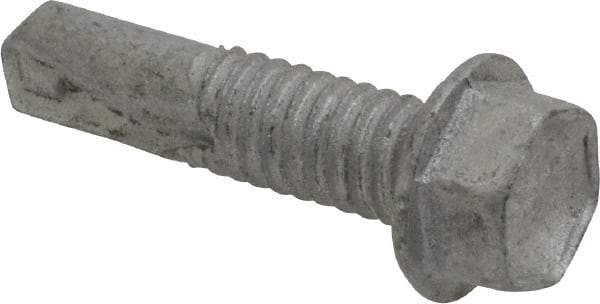 Buildex - #12, Hex Washer Head, Hex Drive, 7/8" Length Under Head, #4 Point, Self Drilling Screw - Steel - Benchmark Tooling