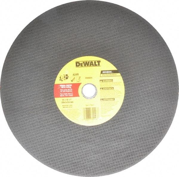DeWALT - 14" Aluminum Oxide Cutoff Wheel - 1/8" Thick, 1" Arbor, 5,500 Max RPM, Use with Circular Saws - Benchmark Tooling