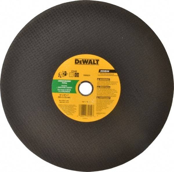 DeWALT - 14" Silicon Carbide Cutoff Wheel - 1/8" Thick, 1" Arbor, 5,500 Max RPM, Use with Circular Saws - Benchmark Tooling