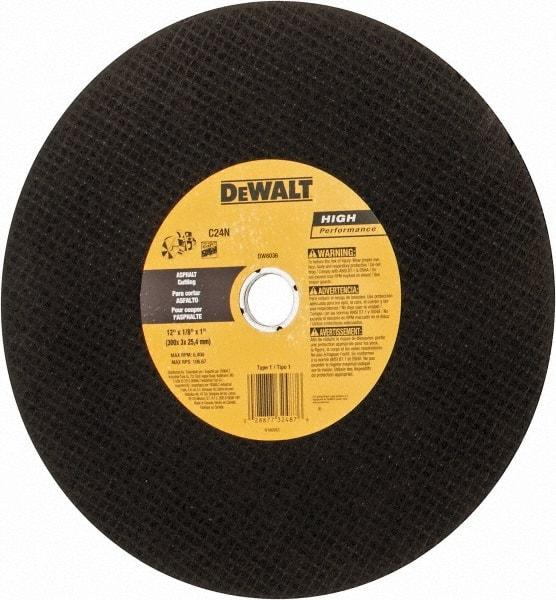 DeWALT - 12" Silicon Carbide Cutoff Wheel - 5/32" Thick, 1" Arbor, 6,400 Max RPM, Use with Circular Saws - Benchmark Tooling