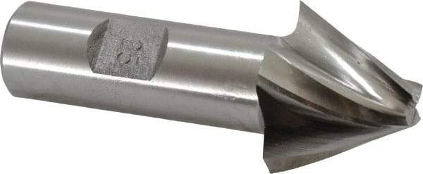 Made in USA - 25° Taper Angle per Side, 3/8" Small End Diam, 1" LOC, High Speed Steel 4 Flute Tapered Square End Mill - 3-1/4" OAL, 3/4" Shank Diam, Spiral Flute - Benchmark Tooling