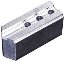 Abbott Workholding Products - 12" & Up Chuck Capacity, 1/16" x 90 Serrated Attachment, Square Soft Lathe Chuck Jaw - 3 Jaws, Steel, 1.181" Btw Mount Hole Ctrs, 5-1/2" Long x 2" Wide x 4" High, 0.827" Groove, 0.6299" & 16mm Fastener - Benchmark Tooling