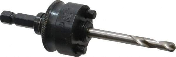 Starrett - 1-1/4 to 8-9/32" Tool Diam Compatibility, Straight Shank, Stainless Steel Integral Pilot Drill, Hole Cutting Tool Arbor - 3/8" Min Chuck, Hex Shank Cross Section, Threaded Shank Attachment, For SH, DH, CT & D Hole Saws - Benchmark Tooling