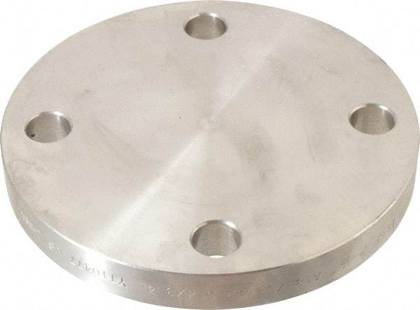 Merit Brass - 2-1/2" Pipe, 7" OD, Stainless Steel, Blind Pipe Flange - 5-1/2" Across Bolt Hole Centers, 3/4" Bolt Hole, 150 psi, Grades 304 & 304L - Benchmark Tooling