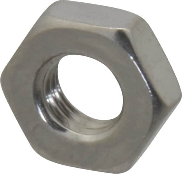 Value Collection - 1/4-28 UNF Stainless Steel Right Hand Hex Jam Nut - 7/16" Across Flats, 5/32" High, Uncoated - Benchmark Tooling