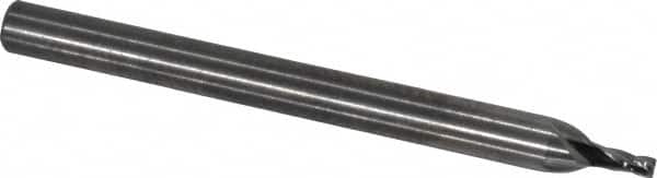 RobbJack - 0.047", 0.0705" LOC, 1/8" Shank Diam, 1-1/2" OAL, 4 Flute, Solid Carbide Square End Mill - Single End, Uncoated, Spiral Flute, 30° Helix, Centercutting, Right Hand Cut, Right Hand Flute, Series SS-4 - Benchmark Tooling