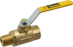 Parker - 1/2" Pipe, Brass Standard Ball Valve - 2 Piece, Inline - One Way Flow, MNPT x FNPT Ends, Lever Handle, 600 WOG, 150 WSP - Benchmark Tooling