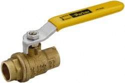 Parker - 1" Pipe, Brass Standard Ball Valve - 2 Piece, Inline - One Way Flow, Soldered x Soldered Ends, Lever Handle, 600 WOG, 150 WSP - Benchmark Tooling