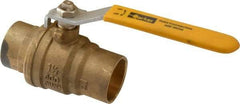Parker - 1-1/2" Pipe, Brass Standard Ball Valve - 2 Piece, Inline - One Way Flow, Soldered x Soldered Ends, Lever Handle, 600 WOG, 150 WSP - Benchmark Tooling