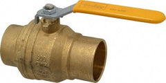 Parker - 2" Pipe, Brass Standard Ball Valve - 2 Piece, Inline - One Way Flow, Soldered x Soldered Ends, Lever Handle, 600 WOG, 150 WSP - Benchmark Tooling