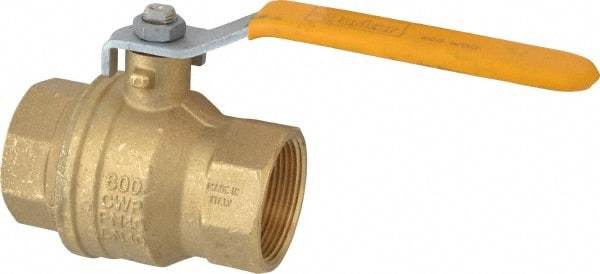 Parker - 1-1/2" Pipe, Brass Standard Ball Valve - 2 Piece, Inline - One Way Flow, FNPT x FNPT Ends, Lever Handle, 600 WOG, 150 WSP - Benchmark Tooling