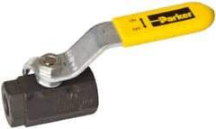 Parker - 1/4" Pipe, Carbon Steel Standard Ball Valve - 2 Piece, Inline - One Way Flow, FNPT x FNPT Ends, Lever Handle, 2,000 WOG, 150 WSP - Benchmark Tooling