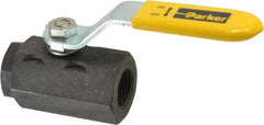 Parker - 1/2" Pipe, Carbon Steel Standard Ball Valve - 2 Piece, Inline - One Way Flow, FNPT x FNPT Ends, Lever Handle, 2,000 WOG, 150 WSP - Benchmark Tooling